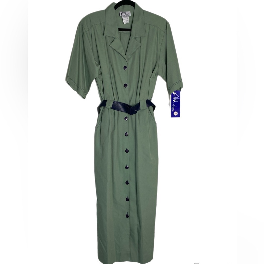 NWT Deadstock True Vintage Green Maxi Dress with Belt